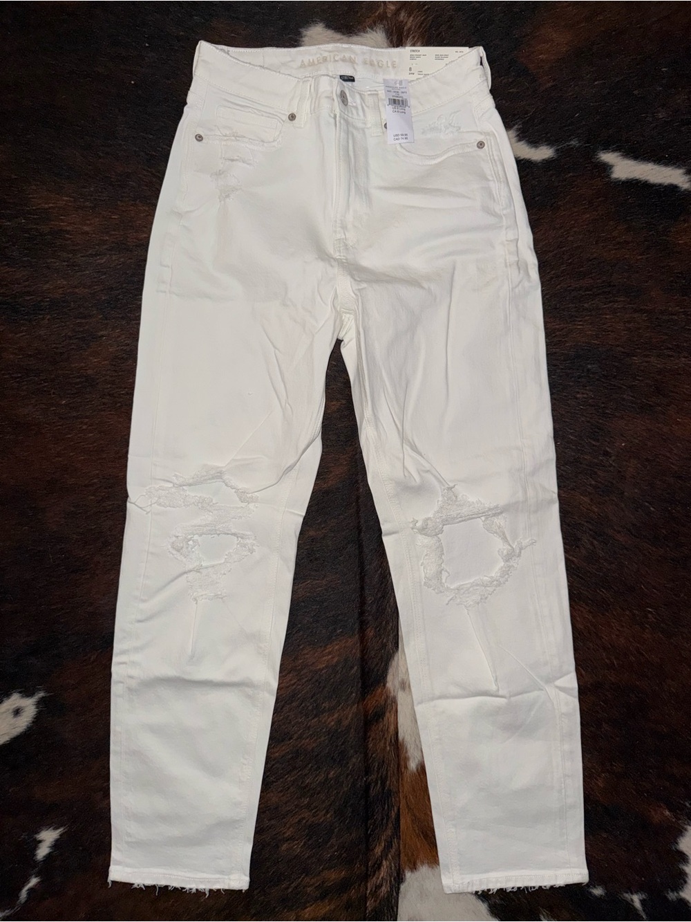 American Eagle Outfitters White Slim Distressed Men's Jeans